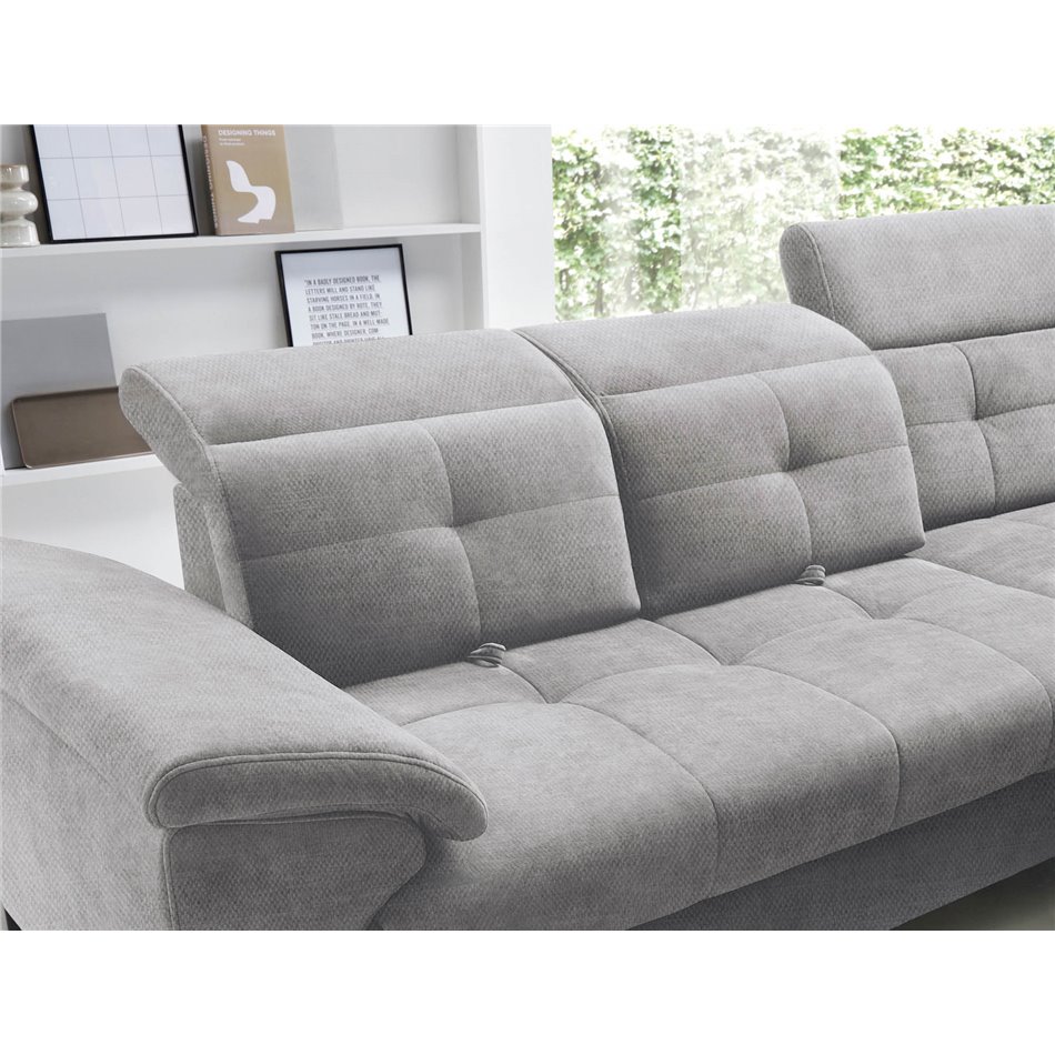 Corner sofa Elinferne R, sleeping function, Raquel 04, grey, H107x210x297cm