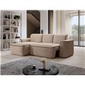 Corner sofa Elume L, sleeping function, Amore 18, Velvetmat 22, bouclé, cream, H88x190x287cm