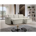 Corner sofa Elume R, sleeping function, Amore 01, Velvetmat 22, bouclé, beige, H88x190x287cm