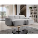 Corner sofa Elume R, sleeping function, Amore 03, Paros 05, bouclé, grey, H88x190x287cm