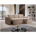Corner sofa Elume R, sleeping function, Amore 18, Velvetmat 22, bouclé, cream, H88x190x287cm