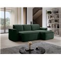 Corner sofa Elume R, sleeping function, Amore 35, Velvetmat 10, bouclé, green, H88x190x287cm