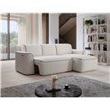 Corner sofa Elume R, sleeping function, Royal 01, Paros 02, bouclé, white, H88x190x287cm