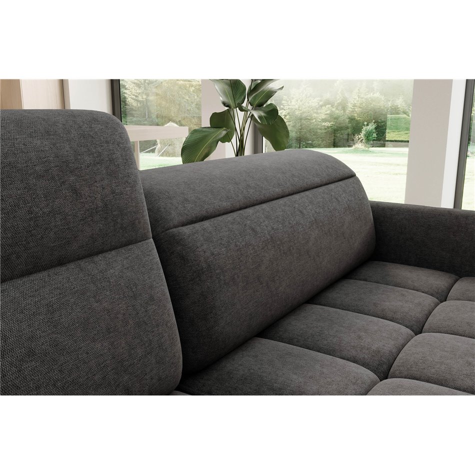Corner sofa Elbare L, sleeping function, Raquel 05, dark grey, H100x160x208cm