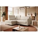 Corner sofa Elbare L, sleeping function, Manhattan 18, velvet, beige, H100x160x208cm