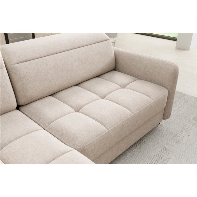 Corner sofa Elbare L, sleeping function, Raquel 18, beige, H100x160x208cm