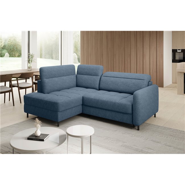 Corner sofa Elbare L, sleeping function, Raquel 40, dark blue, H100x160x208cm