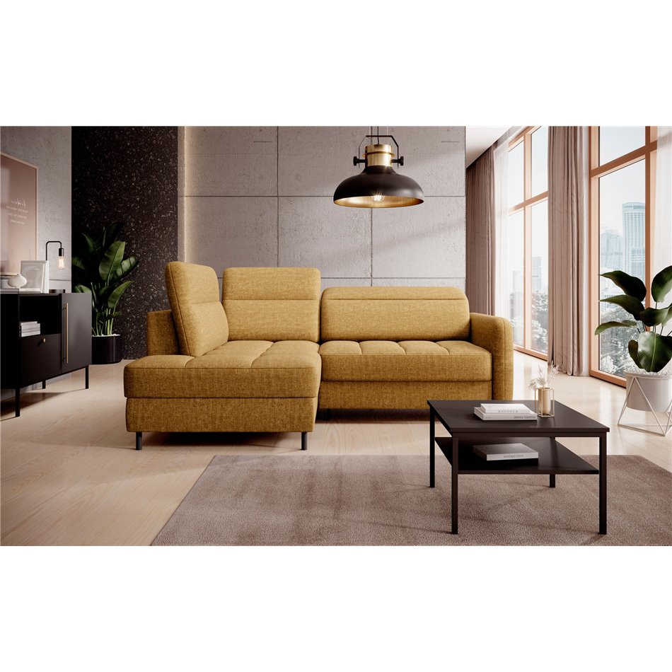 Угловой диван Elbare L, раздвижной, Manhattan 45, бархат, желтый, H100x160x208см