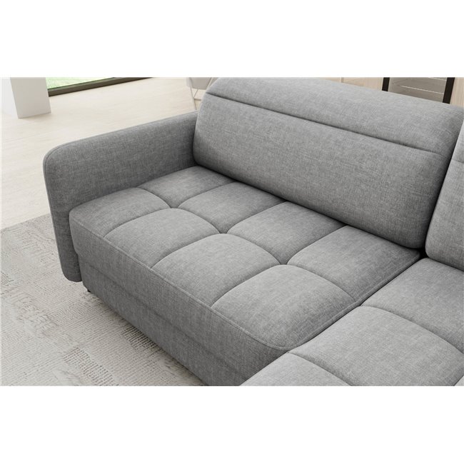 Corner sofa Elbare R, sleeping function, Manhattan 03, velvet, grey, H100x160x208cm