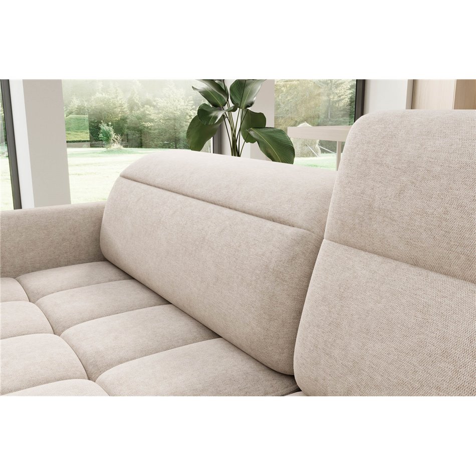 Corner sofa Elbare R, sleeping function, Raquel 18, beige, H100x160x208cm