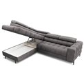 Corner sofa Elferucce L, sleeping function, Aura 04, velvet, grey, H93x200x276cm