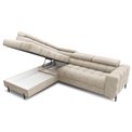 Corner sofa Elferucce L, sleeping function, Aura 18, velvet, beige, H93x200x276cm