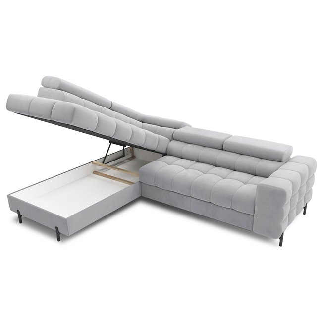 Corner sofa Elferucce L, sleeping function, Paros 05, grey, H93x200x276cm