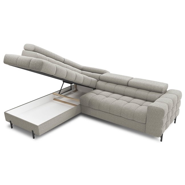 Corner sofa Elferucce L, sleeping function, Royal 20, bouclé, beige, H93x200x276cm