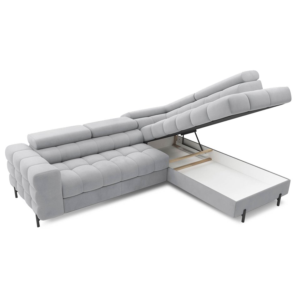 Corner sofa Elferucce R, sleeping function, Paros 05, grey, H93x200x276cm