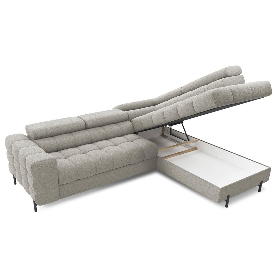 Corner sofa Elferucce R, sleeping function, Royal 20, bouclé, beige, H93x200x276cm