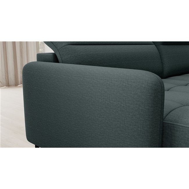 U shape sofa Elberto L, sleeping function, Manhattan 38, velvet, green, H100x165x306cm