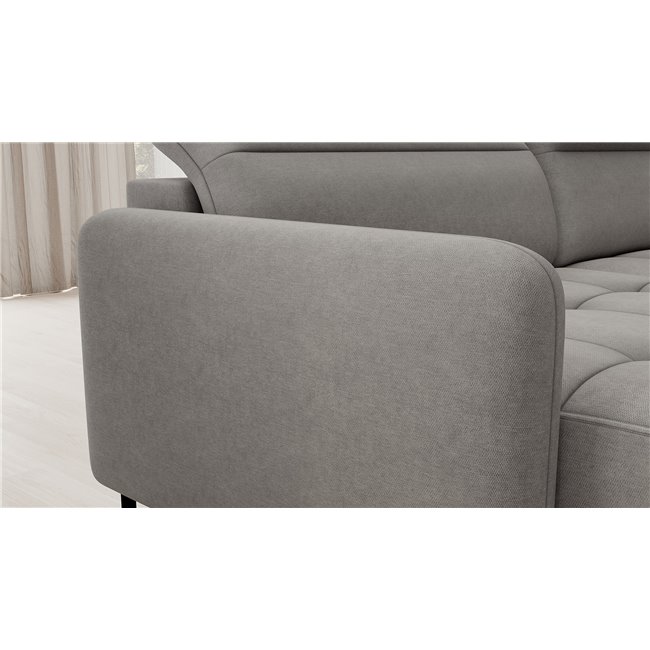 U shape sofa Elberto L, sleeping function, Raquel 04, grey, H100x165x306cm