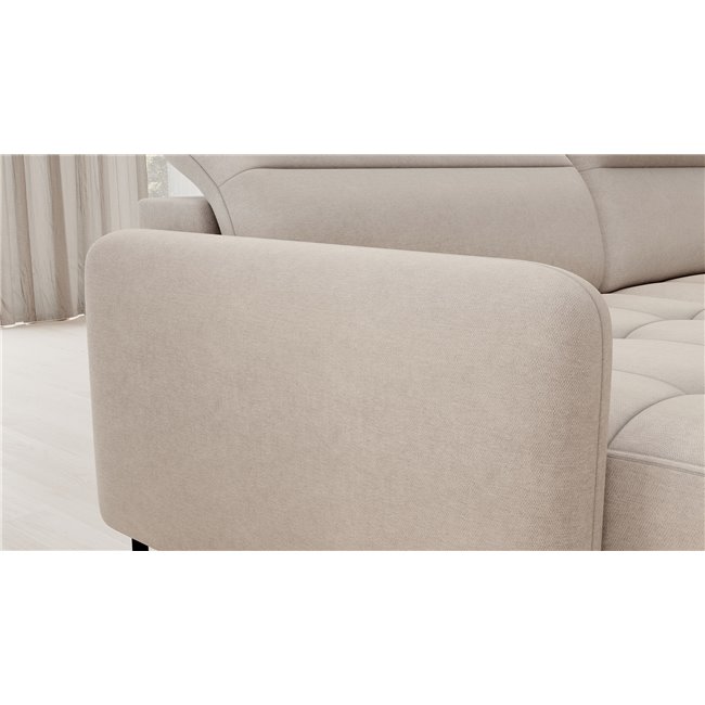U shape sofa Elberto L, sleeping function, Raquel 18, beige, H100x165x306cm
