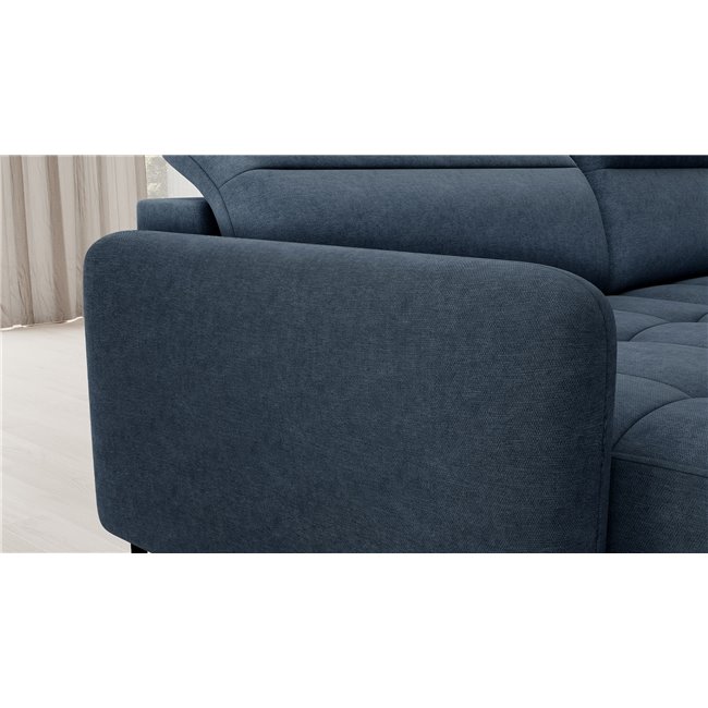 U shape sofa Elberto L, sleeping function, Raquel 40, blue, H100x165x306cm