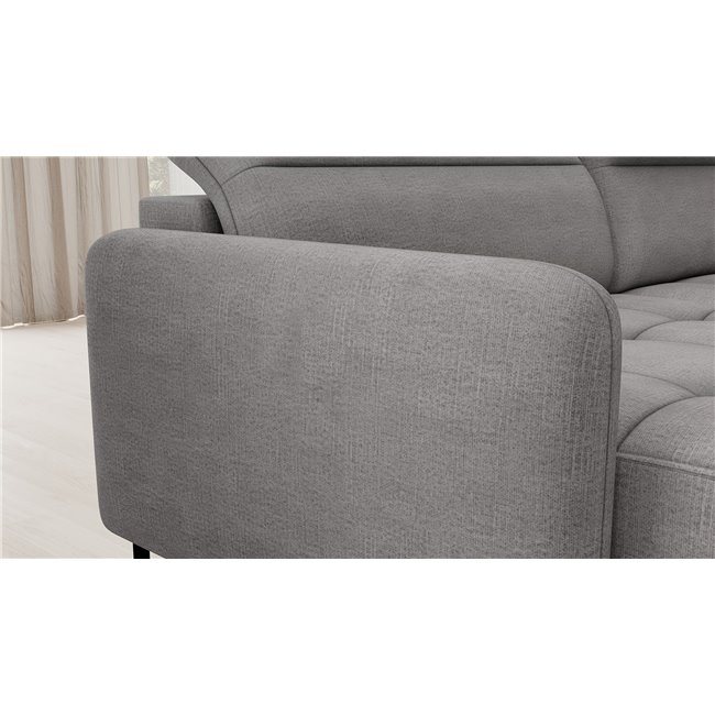 U shape sofa Elberto L, sleeping function, Toscany 03, velvet, grey, H100x165x306cm