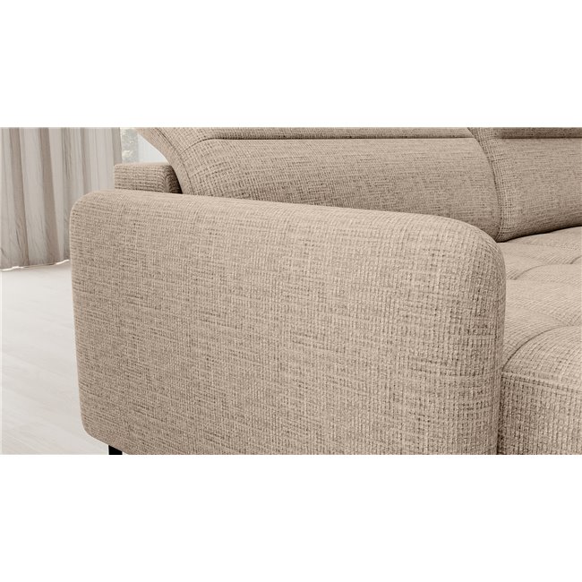 U shape sofa Elberto L, sleeping function, Aubron 04, wavy velvet, beige, H100x165x306cm