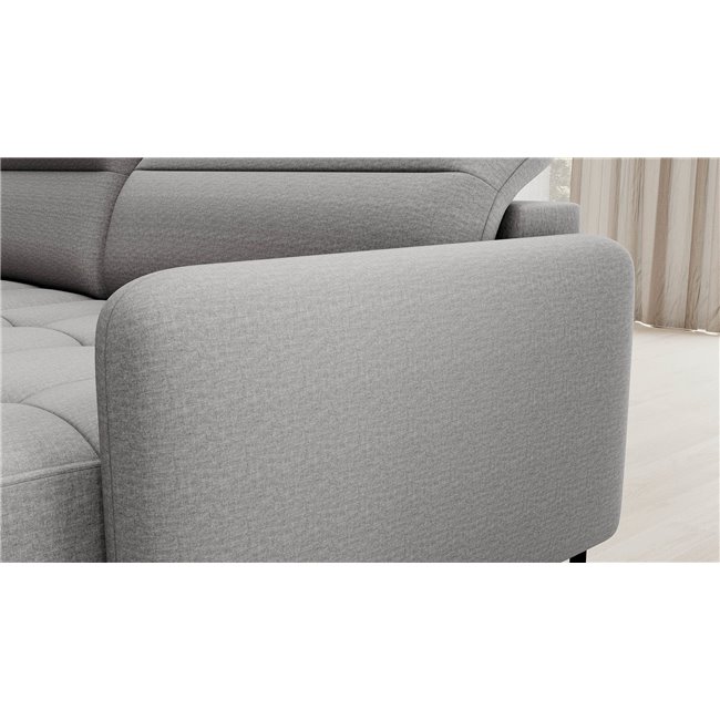 U shape sofa Elberto R, sleeping function, Manhattan 03, velvet, grey, H100x165x306cm