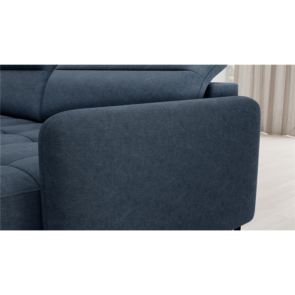 U shape sofa Elberto R, sleeping function, Raquel 40, blue, H100x165x306cm