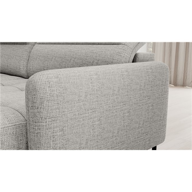 U shape sofa Elberto R, sleeping function, Aubron 04, wavy velvet, grey, H100x165x306cm