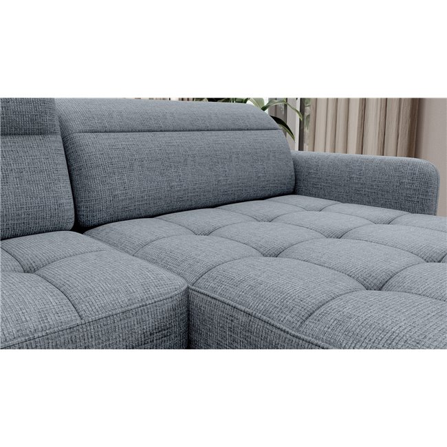 U shape sofa Elberto R, sleeping function, Aubron 100, wavy velvet, blue, H100x165x306cm