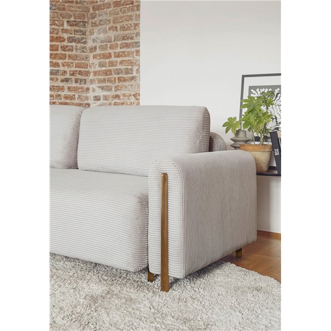 Sofa bed Elcadova Oak, sleeping function, Jarell 03, wavy velvet, grey, H97x97x244cm