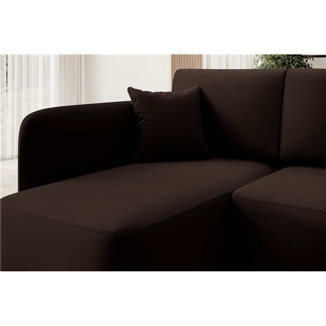 Corner sofa Elhandson L, sleeping function, Lukso 22, velvet, brown, H89x150x206cm