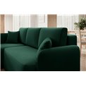 Corner sofa Elhandson L, sleeping function, Lukso 35, velvet, green, H89x150x206cm