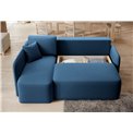 Corner sofa Elhandson L, sleeping function, Lukso 40, velvet, blue, H89x150x206cm