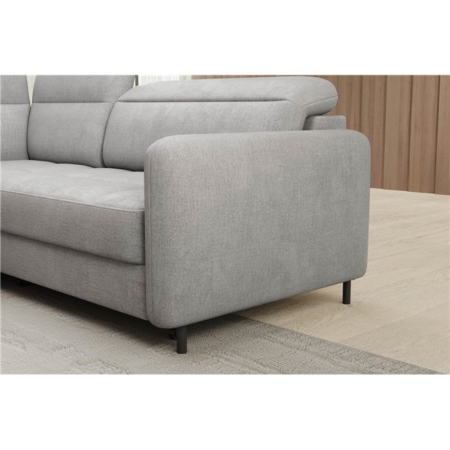 Угловой диван Elbare L, раздвижной, Nube 3, бархат, серый, H100x160x208см