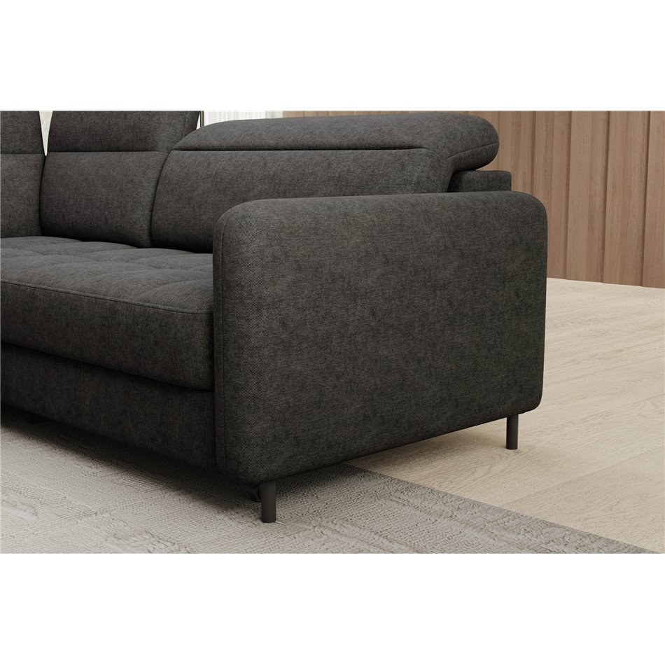 Corner sofa Elbare L, sleeping function, Raquel 05, dark grey, H100x160x208cm