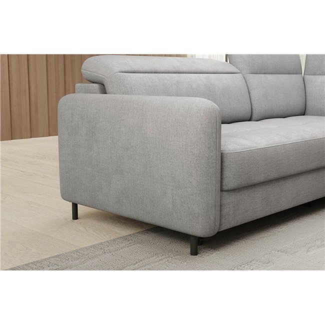 Corner sofa Elbare R, sleeping function, Nube 3, velvet, grey, H100x160x208cm