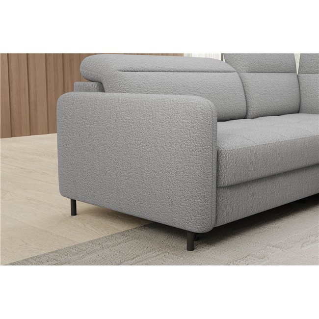 Corner sofa Elbare R, sleeping function, Royal 04, bouclé, grey, H100x160x208cm