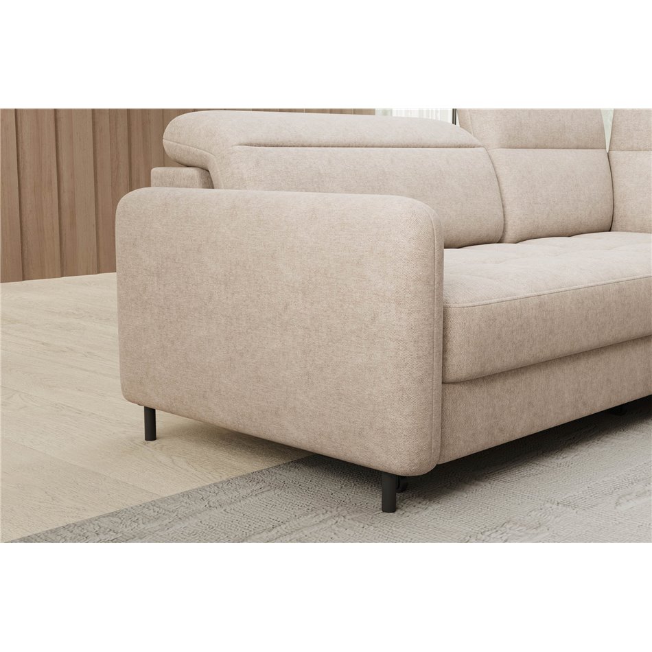 Corner sofa Elbare R, sleeping function, Raquel 18, beige, H100x160x208cm