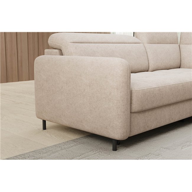 Corner sofa Elbare R, sleeping function, Raquel 18, beige, H100x160x208cm