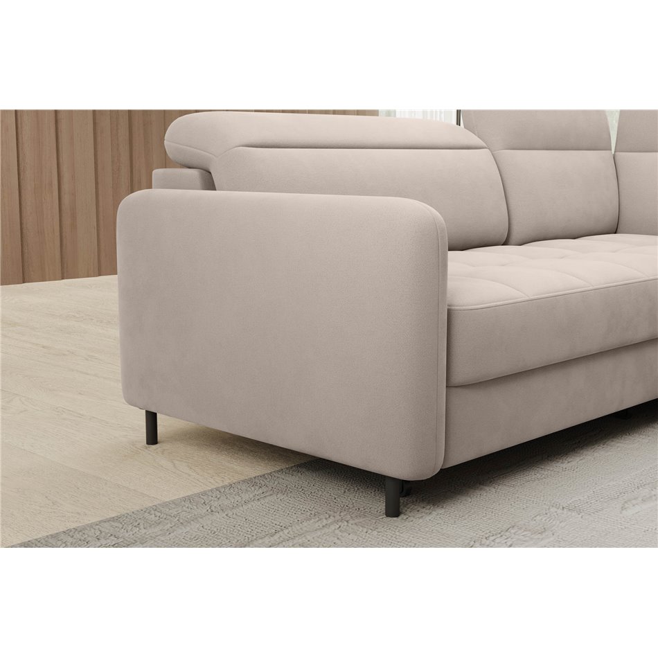 Corner sofa Elbare R, sleeping function, Sola 18, beige, H100x160x208cm