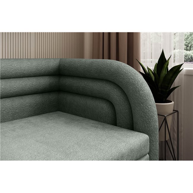 Sofa bed Elfabilo R, sleeping function, Touch 100, textured velvet, green, H80x86x223cm