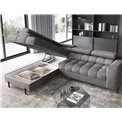 Corner sofa Elferucce L, sleeping function, Aura 04, velvet, grey, H93x200x276cm