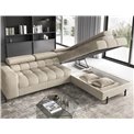 Corner sofa Elferucce R, sleeping function, Aura 18, velvet, beige, H93x200x276cm