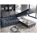 Corner sofa Elferucce R, sleeping function, Aura 40, velvet, dark blue, H93x200x276cm