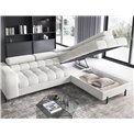 Corner sofa Elferucce R, sleeping function, Royal 01, bouclé, white, H93x200x276cm