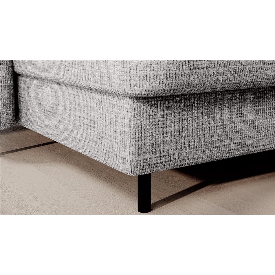 U shape sofa Elberto L, sleeping function, Aubron 03, wavy velvet, grey, H100x165x306cm