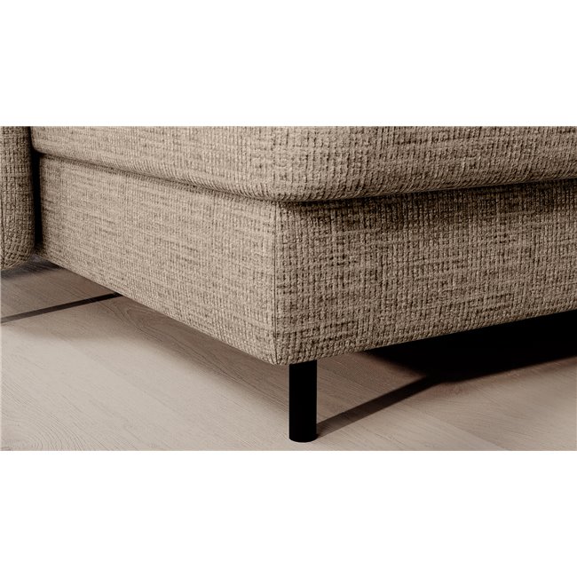 U shape sofa Elberto L, sleeping function, Aubron 04, wavy velvet, beige, H100x165x306cm