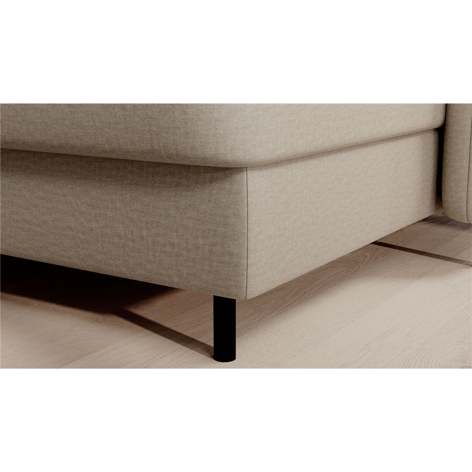 U shape sofa Elberto R, sleeping function, Manhattan 18, velvet, beige, H100x165x306cm