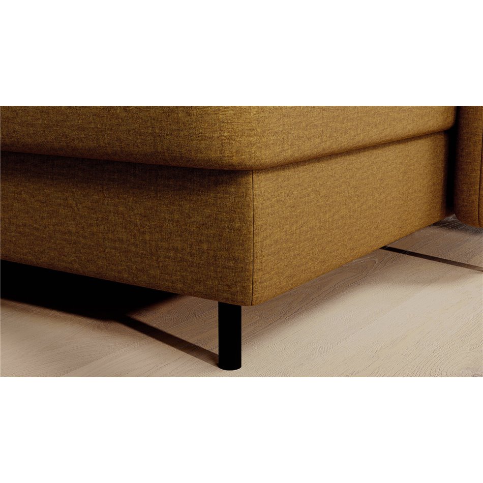 П-образный угловой диван Elberto R, раздвижной, Manhattan 45, бархат, желтый, H100x165x306см